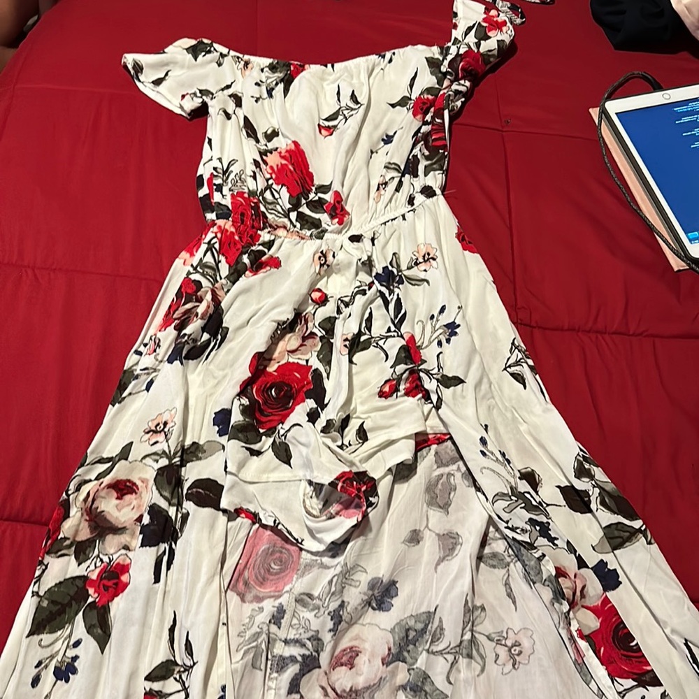 High low flowered dress